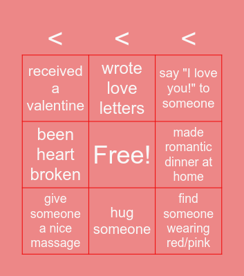 Valentine's Day Bingo Card