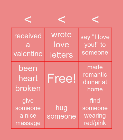 Valentine's Day Bingo Card