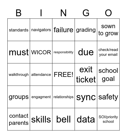 PD Bingo Card