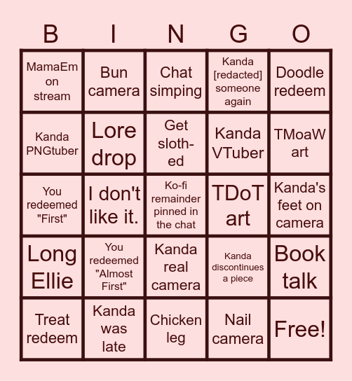 KANDA Bingo Card
