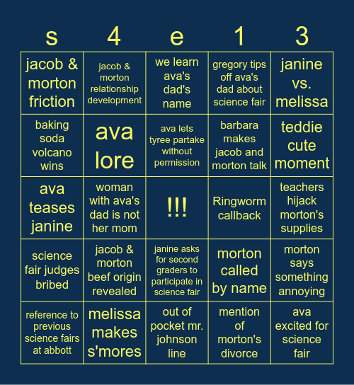 abbott elementary: "science fair" predictions Bingo Card