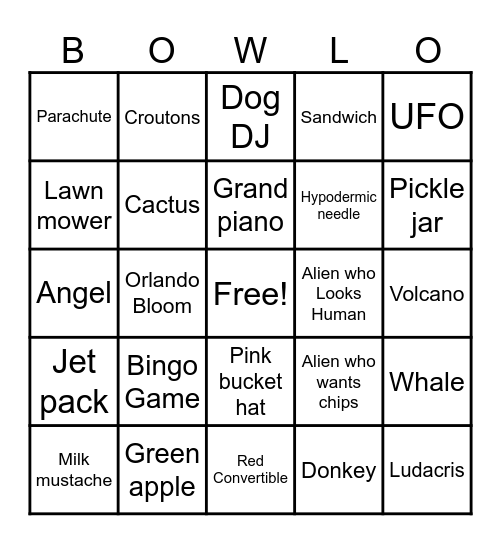 Super B O W L O Bingo Card