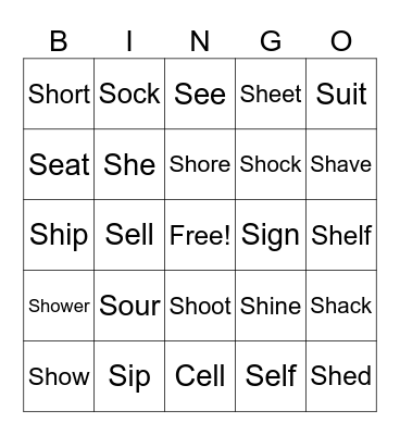 /s/ - /sh/ BINGO Card