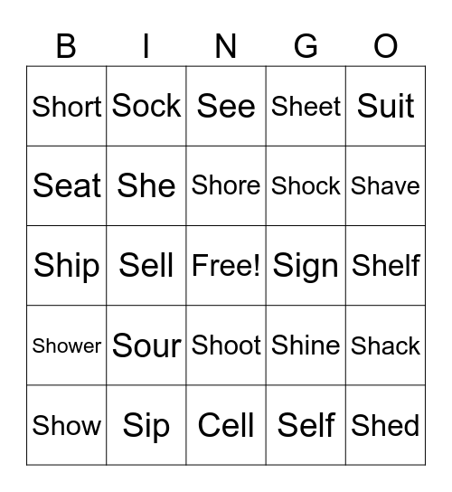 /s/ - /sh/ BINGO Card