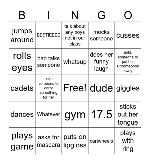 Sierra Bingo Card