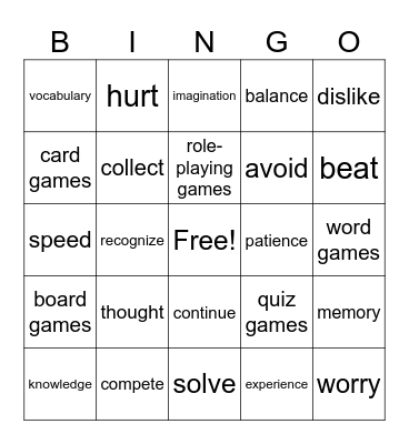 Games Bingo Card