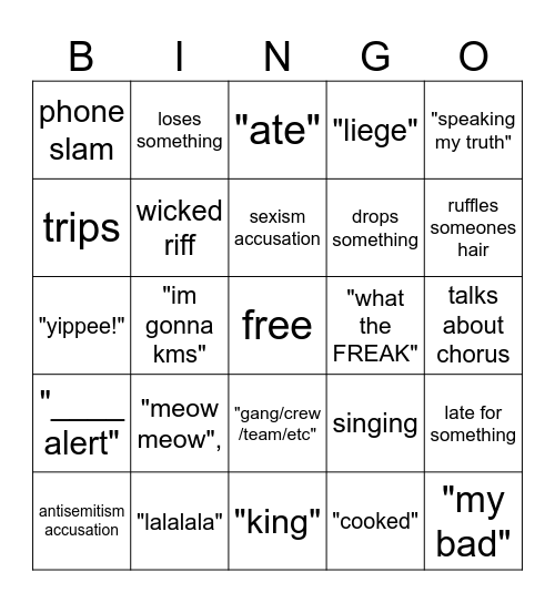 Sophie Bingo Card