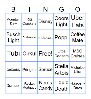 Superbowl 2025 Bingo Card