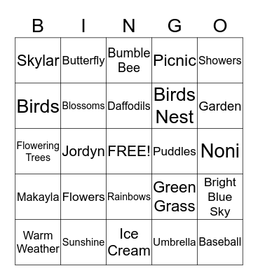 Spring Bingo Card