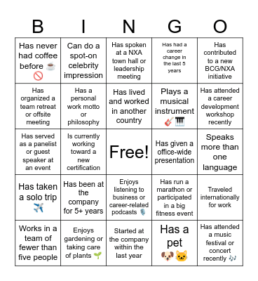New Year, New Connections Bingo Card