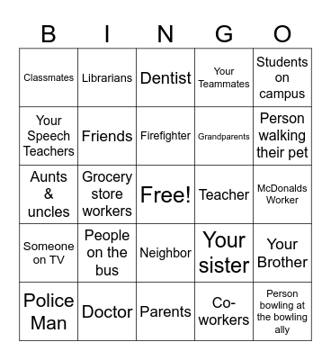 Social Circle Bingo Card