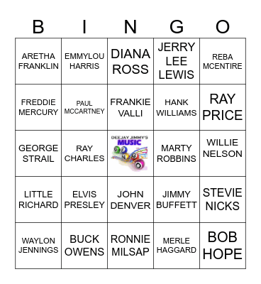 ARTIST BINGO 2 Bingo Card