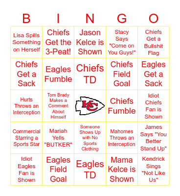 SUPER BOWL LIX Bingo Card