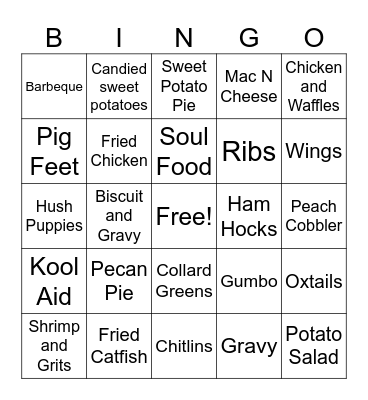 Soul Food Bingo Card