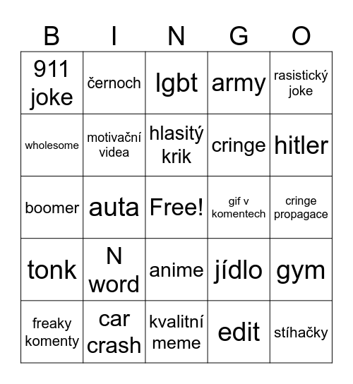 Instagram Bingo Card