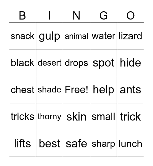 Thorny Devil Bingo Card