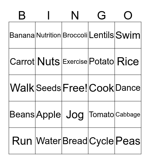 Health Bingo  Bingo Card