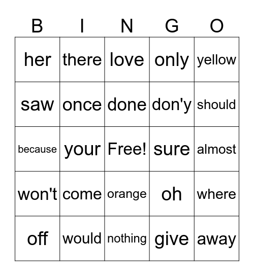 61 Bingo Card