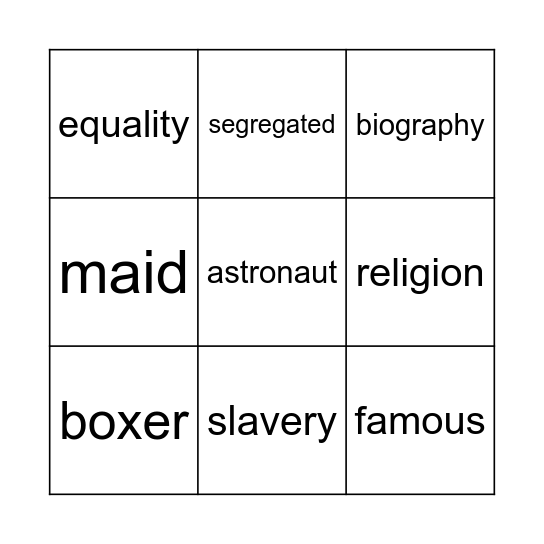 Black History Bingo Card