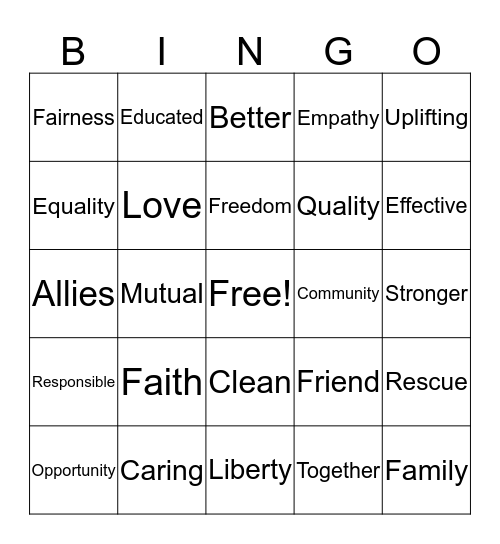 Inspirational Debate Bingo Card