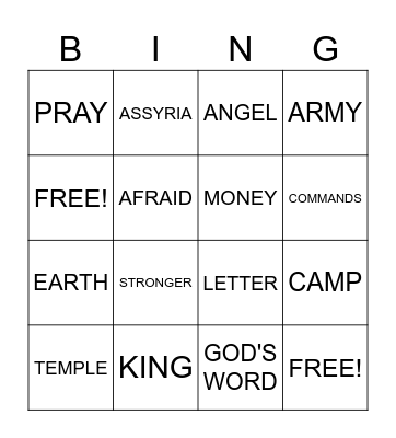 BIBLE BINGO Card