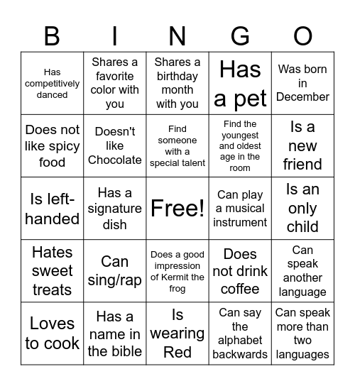 Find someone who... Bingo Card