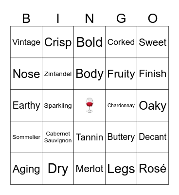 WINE BINGO @ CUT RIVER GRILLE! Bingo Card