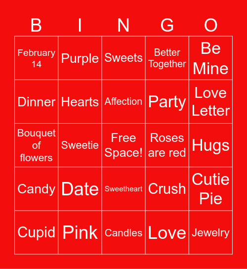 Valentine's Day Bingo Card