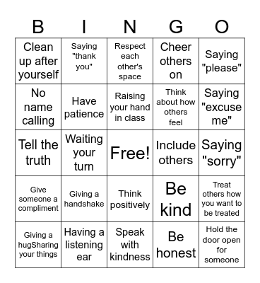 Symbols of Respect Bingo Card