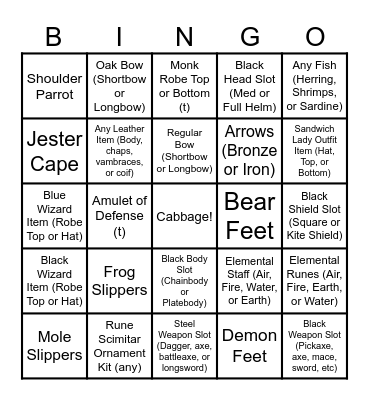 Beginner Clue BINGO Card