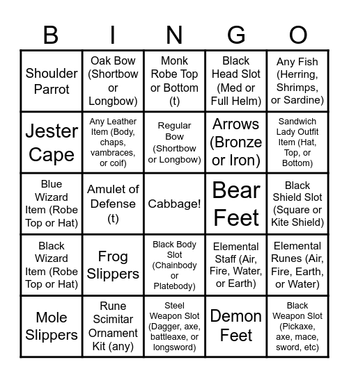 Beginner Clue BINGO Card