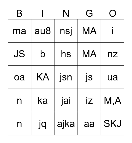 BINGO DO GEZ Bingo Card