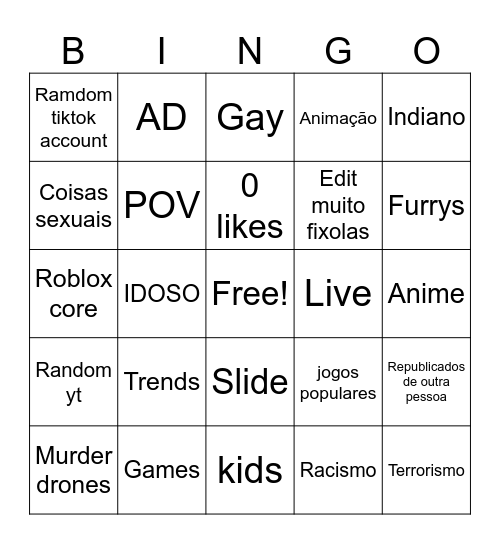 tiktok bingo Card