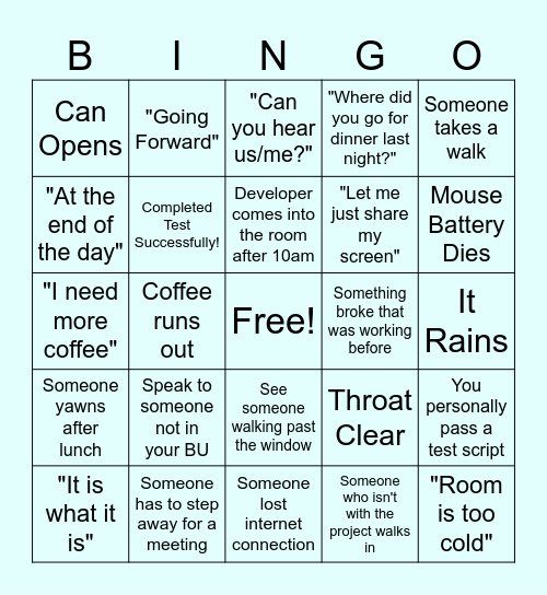 UAT Bingo Card