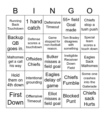 Football Bingo Card