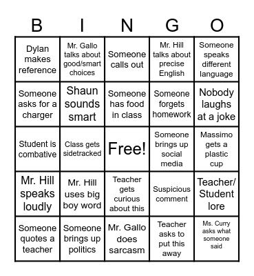 Winston Prep: Group 11 Bingo Card