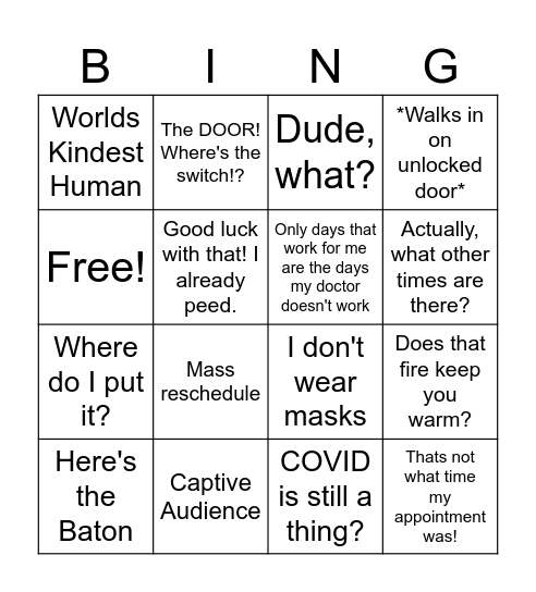 Urology Bing Bingo Card