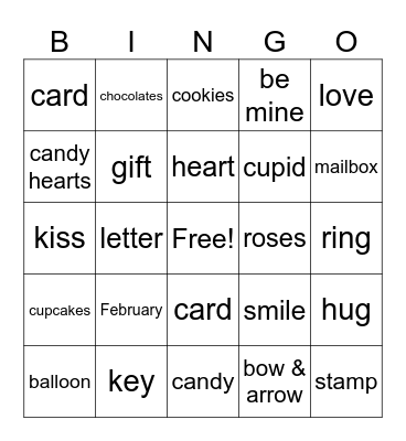 Valentine's Day Bingo Card