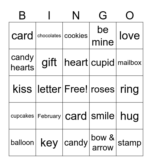 Valentine's Day Bingo Card