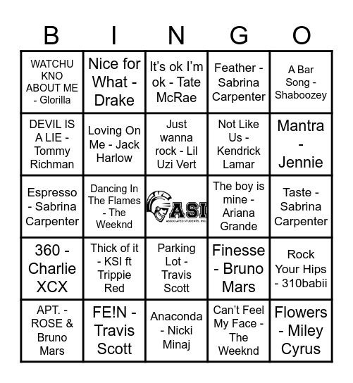 DJ BINGO Card