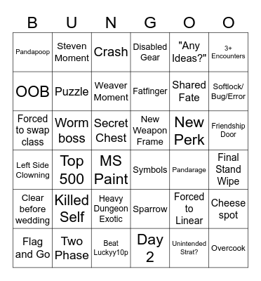 Bungo Bingo Card