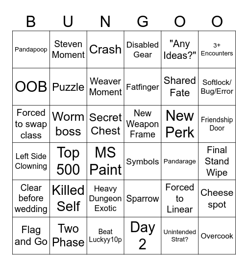 Bungo Bingo Card