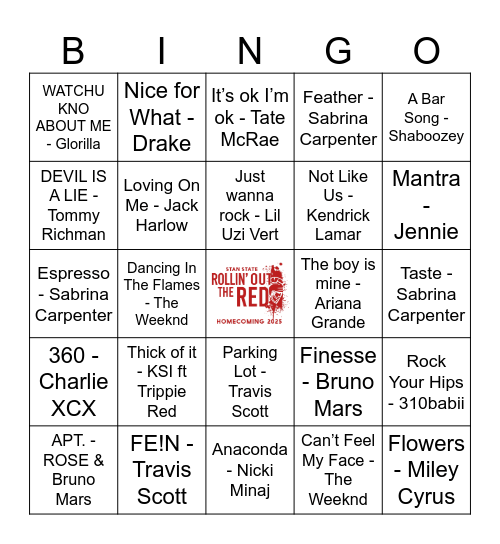 DJ BINGO Card