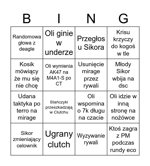 FACEIT BINGO Card