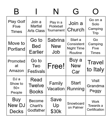 2025 Bingo Card