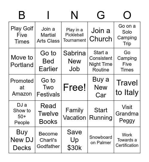 2025 Bingo Card