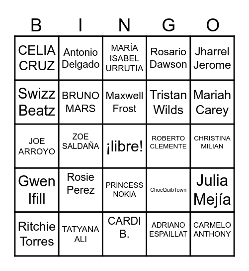 ¡Los afrolatinos! Bingo Card
