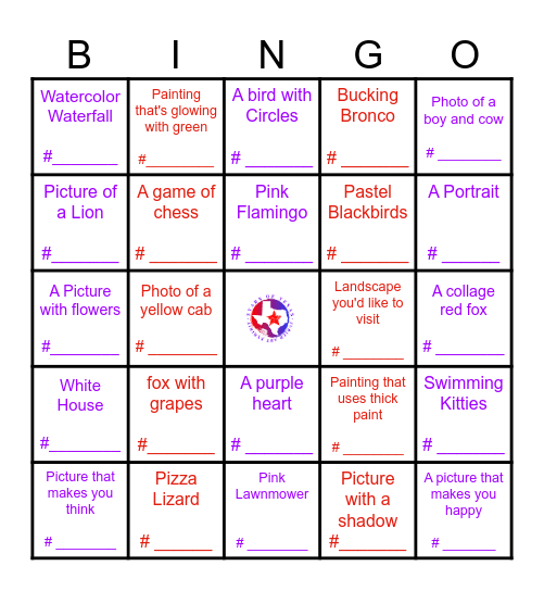 Stars of Texas Juried Art Exhibit Bingo Card