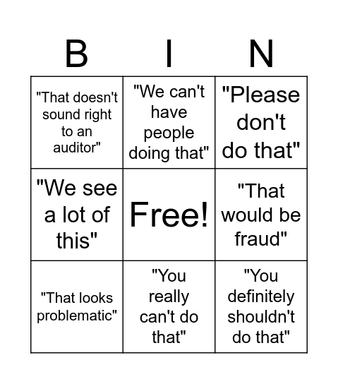 Fraud, Waste, and Abuse Training Bingo Card