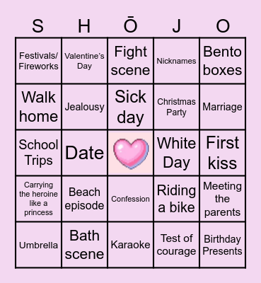 Shoujo Bingo Card